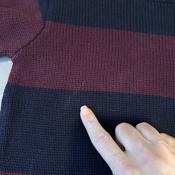 Polo Ralph Lauren Maroon/Blue Striped Size 6 Crew Neck Knit Sweater Boy's Preppy - Picture 7 of 7